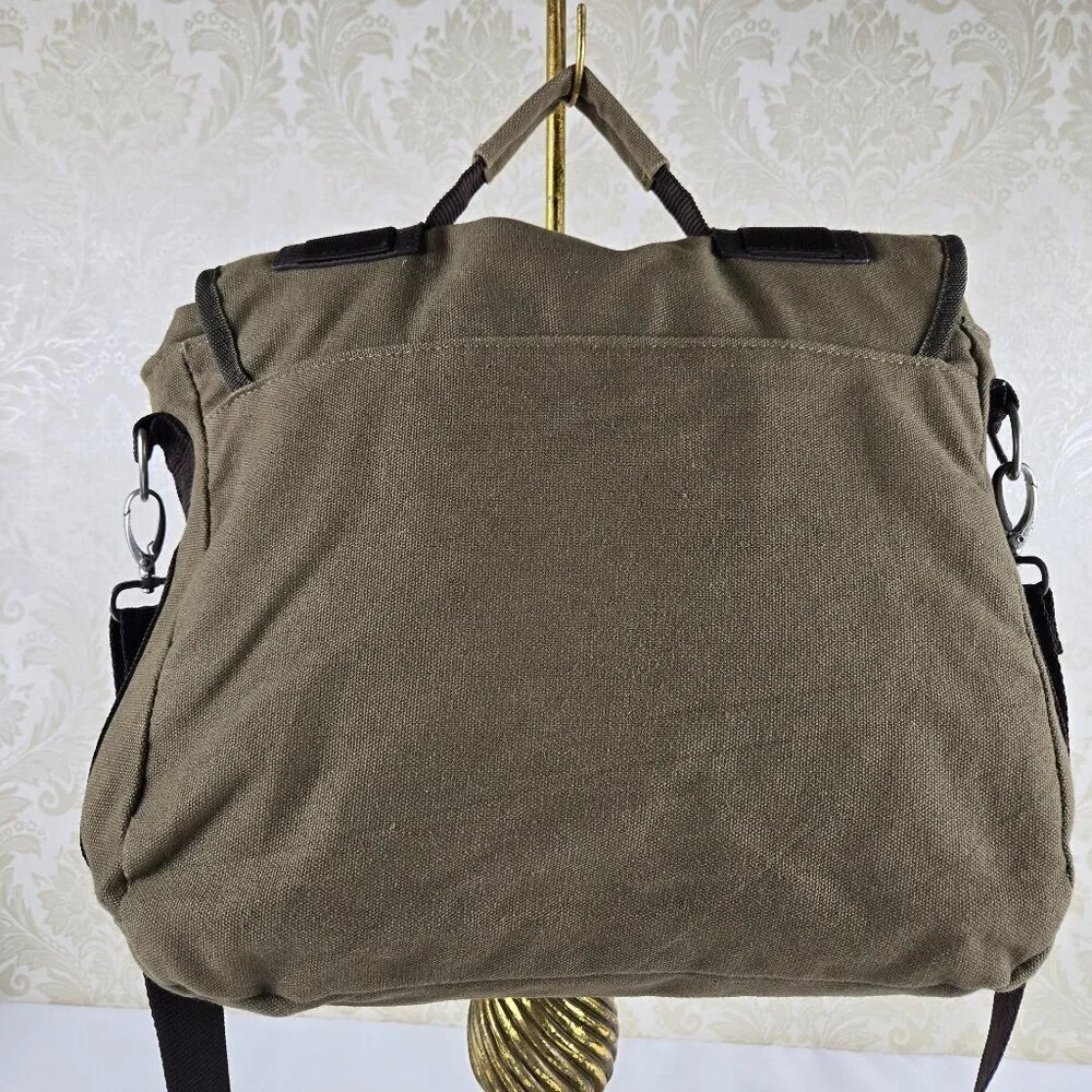 Hard Rock Olive Green Messenger Bag Laptop 100% Cotton Buckles Top Handle Strap